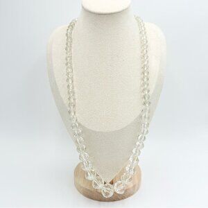 Vintage Large Clear Crystal Beaded Necklace